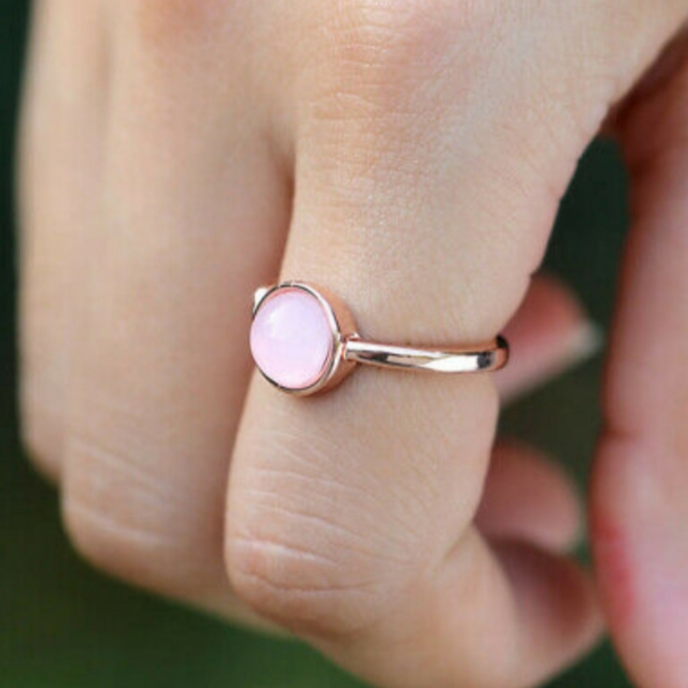Rose Gold Moonstone Infinity Knot Ring Size 7